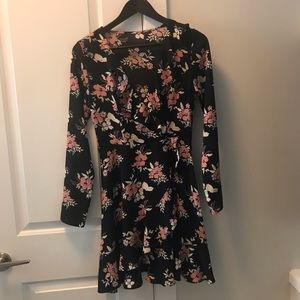 Mini wrap dress with ruffles